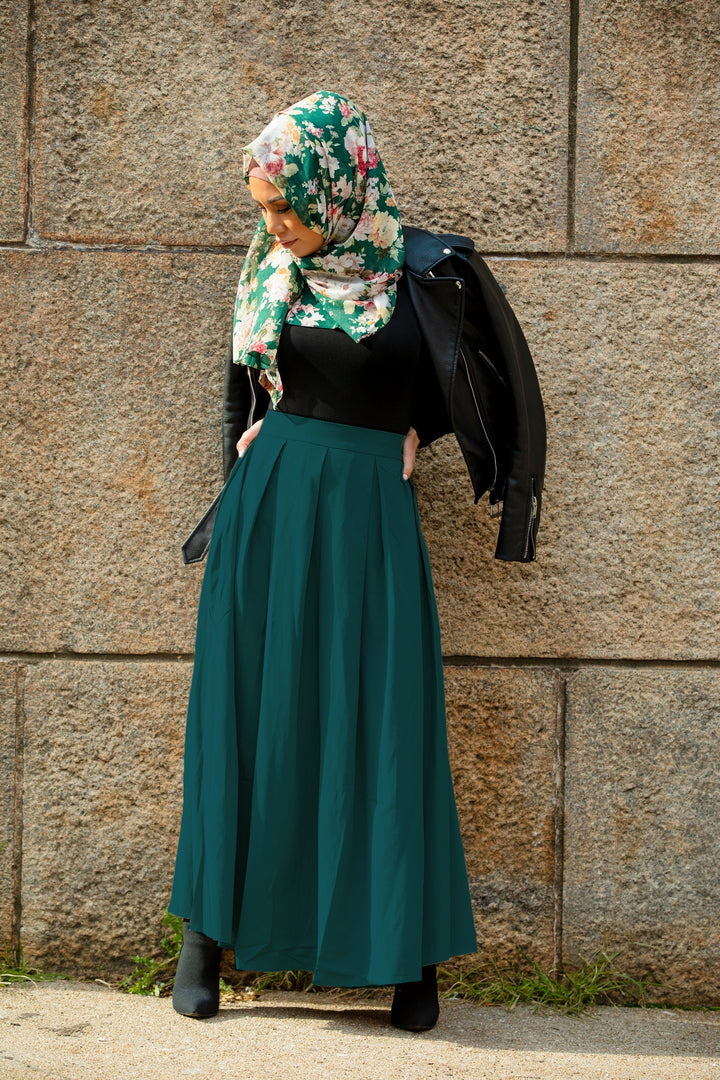 Urban Modesty - Teal High Waisted Lattice Maxi Skirt