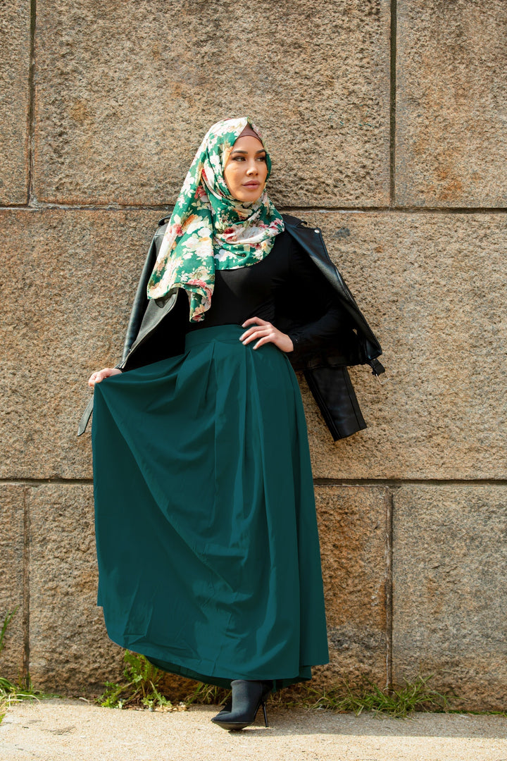 Urban Modesty - Teal High Waisted Lattice Maxi Skirt