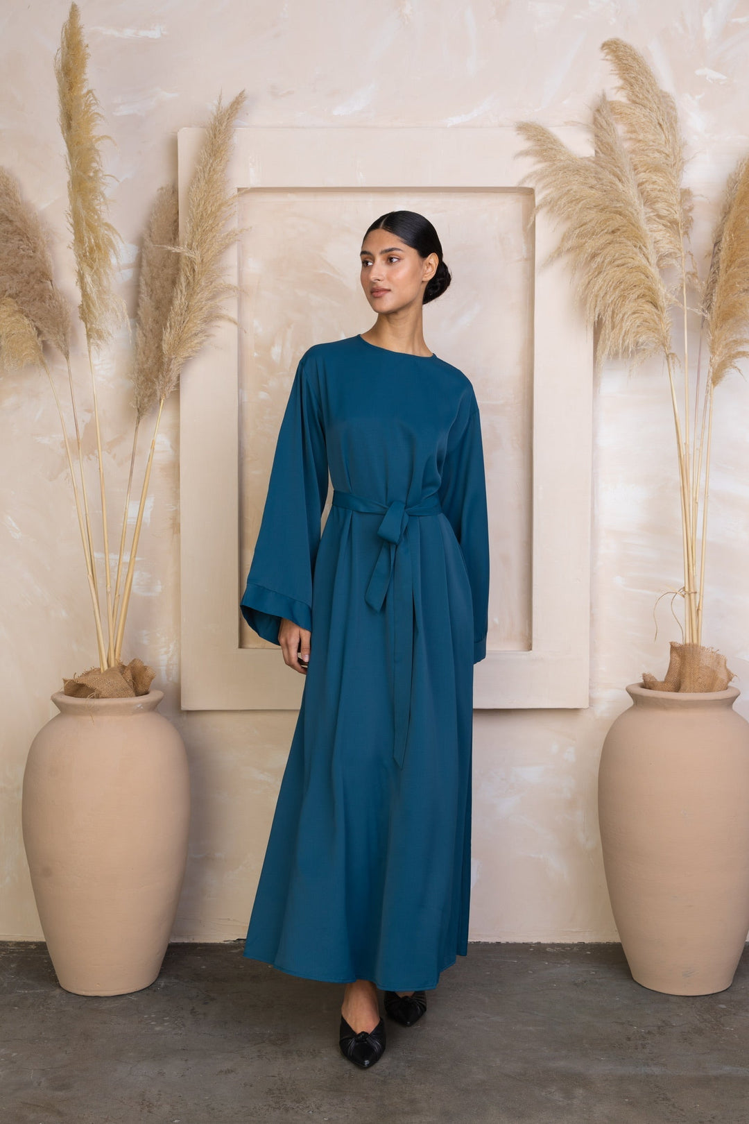 Urban Modesty - Teal Kimono Sleeve Abaya Maxi Dress