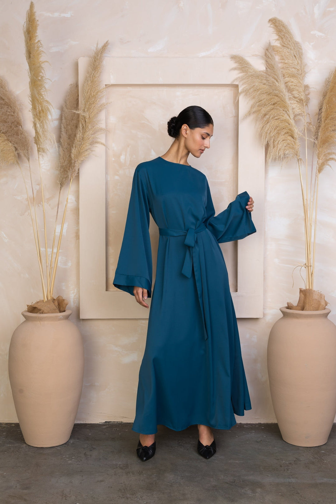 Urban Modesty - Teal Kimono Sleeve Abaya Maxi Dress