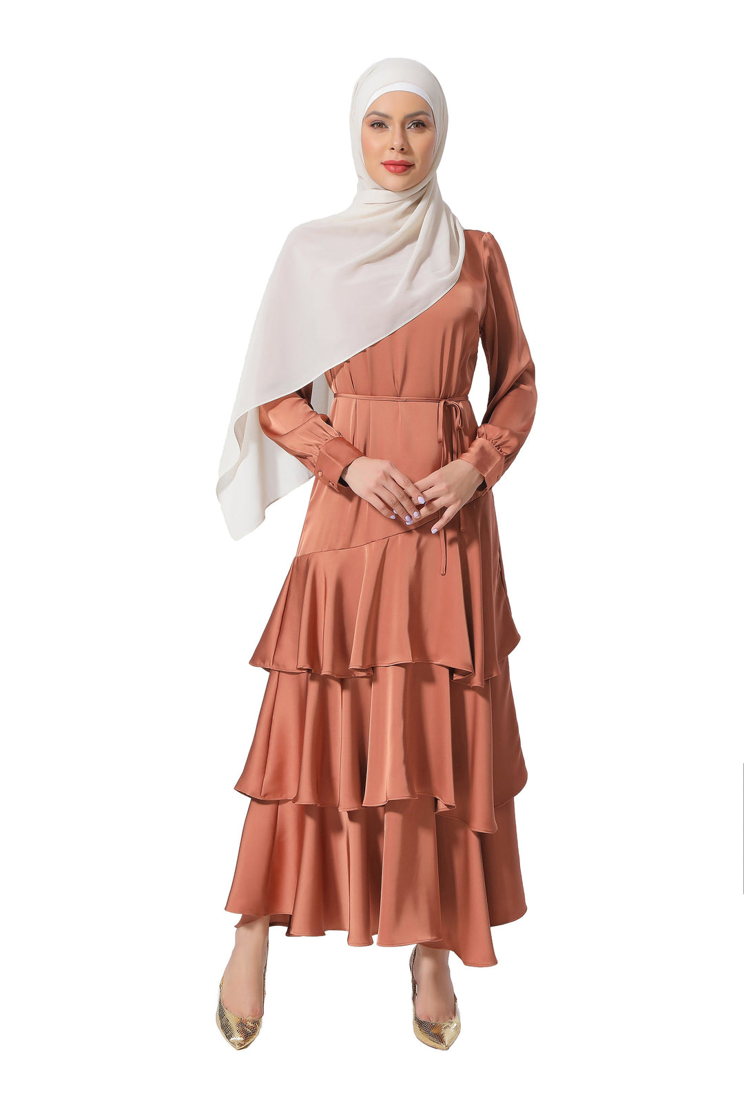 Urban Modesty - Triple Threat Layered Satin Maxi Dress—CLEARANCE