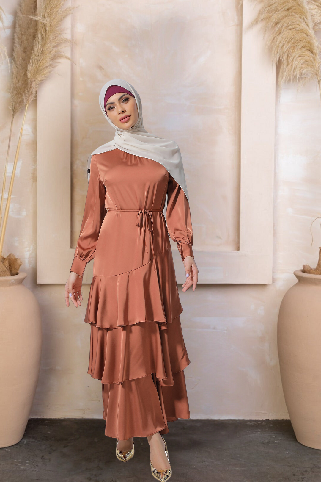 Urban Modesty - Triple Threat Layered Satin Maxi Dress—CLEARANCE