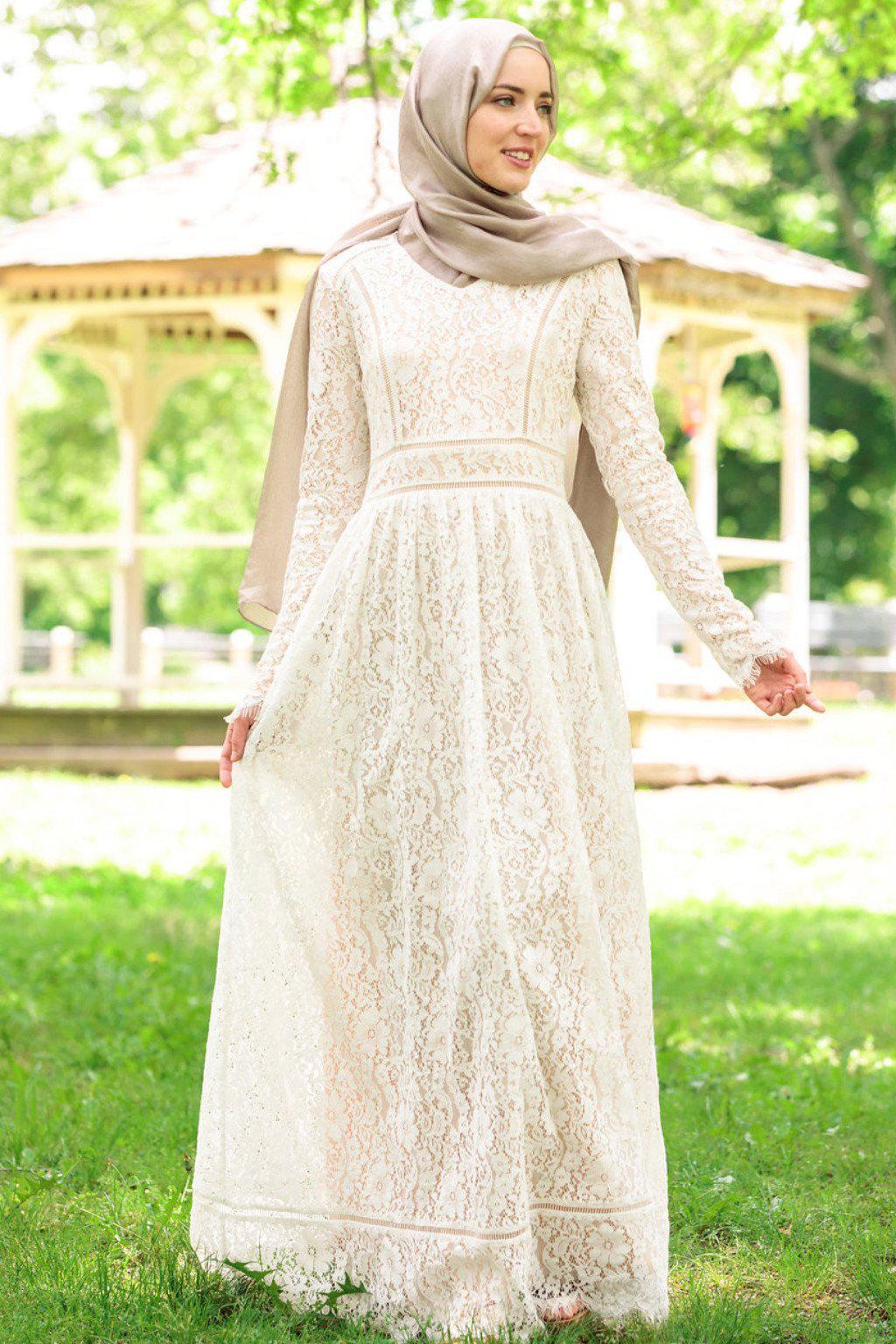 Zahra Lace Long Sleeve Gown – Urban Modesty