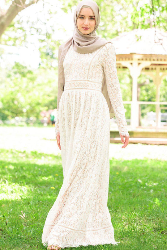 Zahra Lace Long Sleeve Gown – Urban Modesty