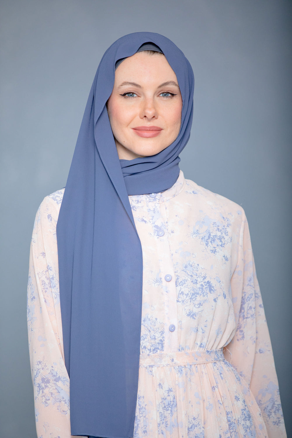 Washed Blue Chiffon Hijab