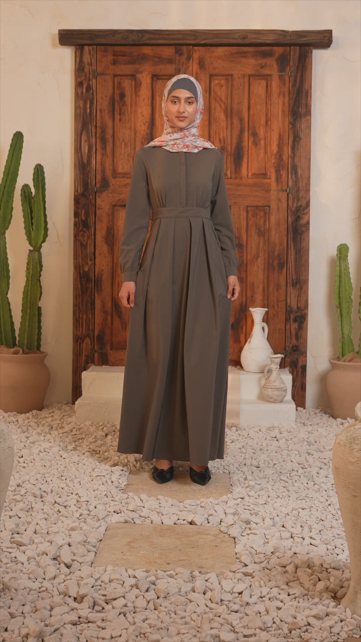Gray Lattice Abaya Maxi Dress