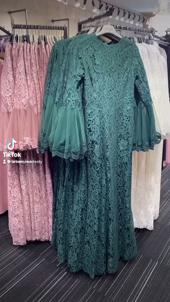 Hayat Lace Bell Sleeves Maxi Gown