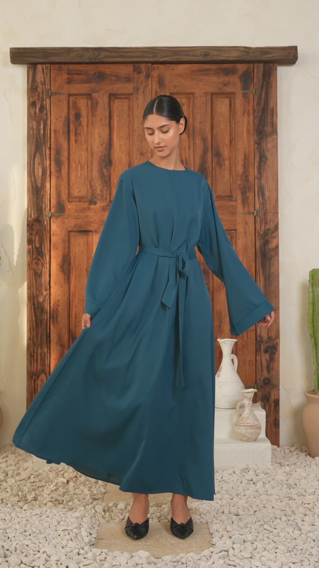 Teal Kimono Sleeve Abaya Maxi Dress