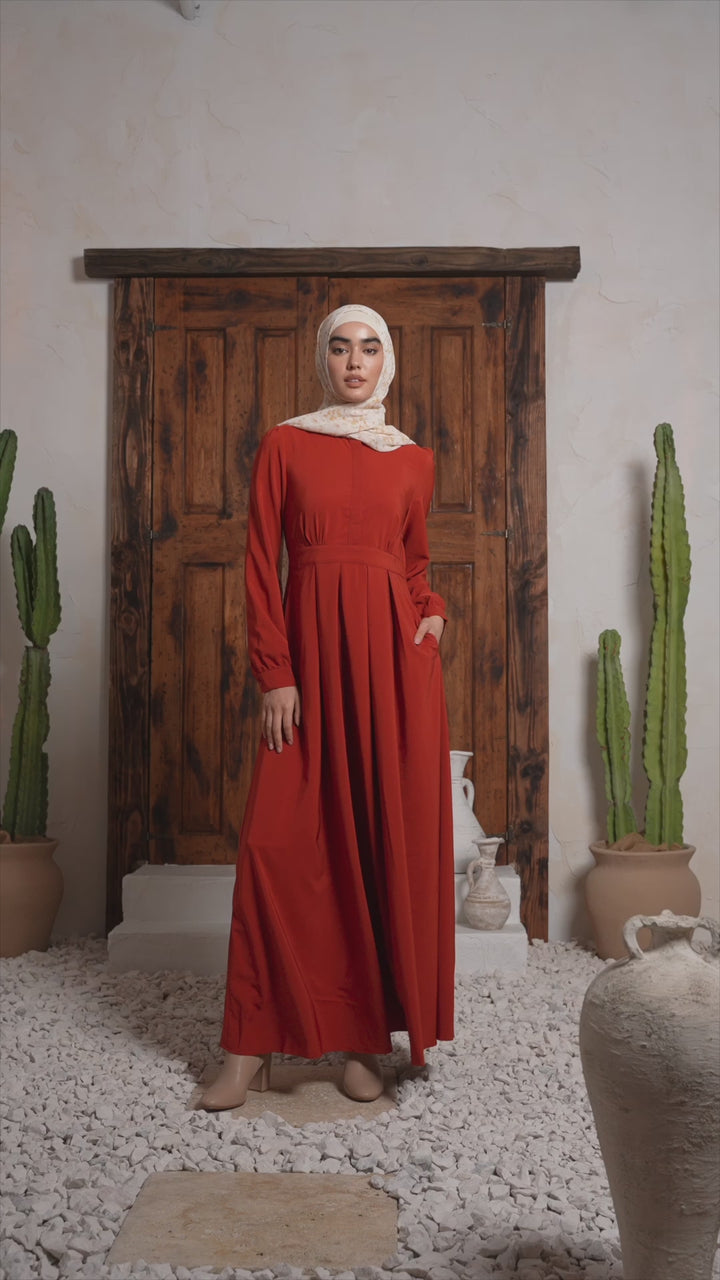 Scarlet Lattice Abaya Maxi Dress