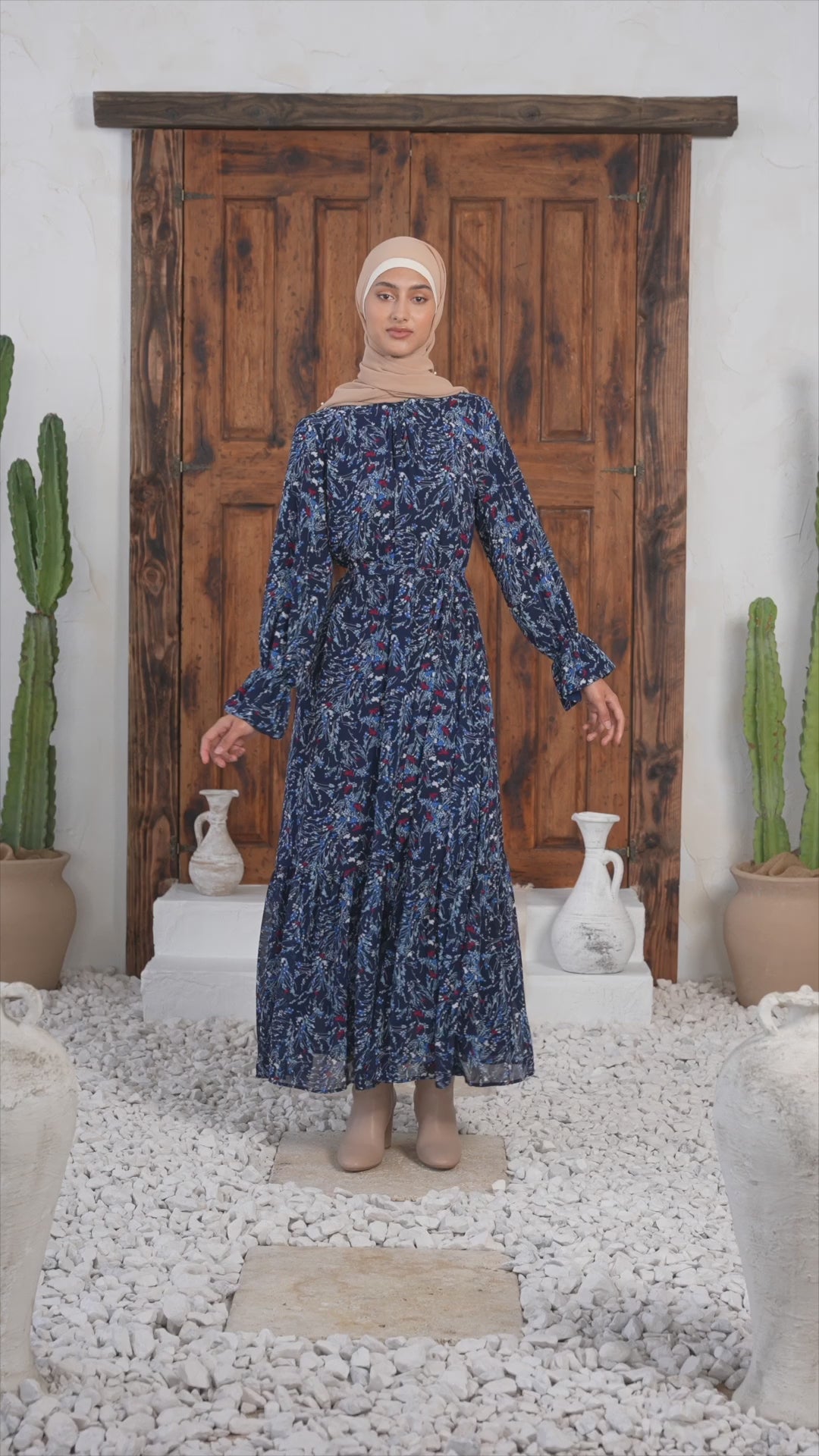 Blue Bell Sleeves Floral Maxi Dress